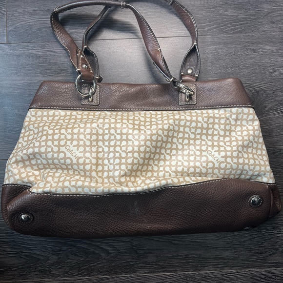 Coach Penelope Op Art Brown Coated Canvas Shoulder Bag - Picture 7 of 13